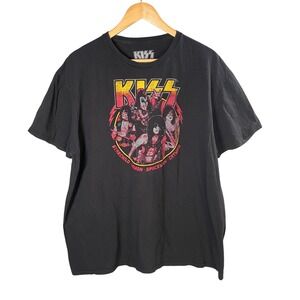 KISS Band Graphic T Shirt Black Size 2X Starchild‎ Demon Spaceman Catman Grunge